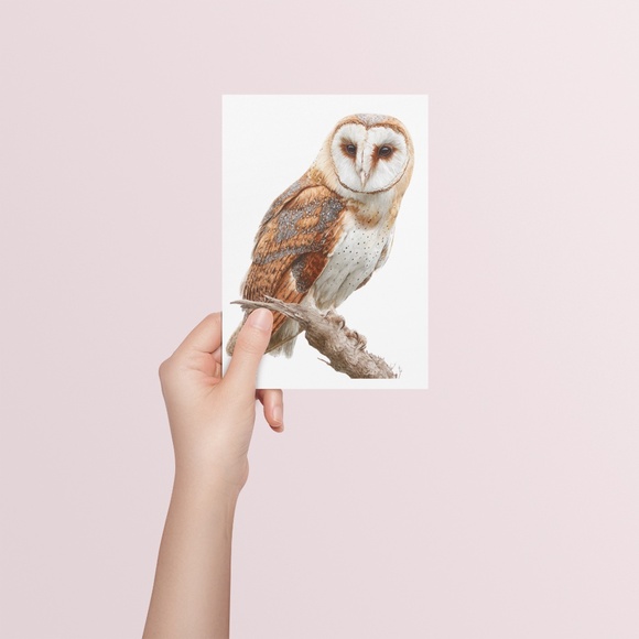 Watercolor Barn Owl Portrait Wall Art Print, Unframed - Mystical Woodland - Picture 5 of 6